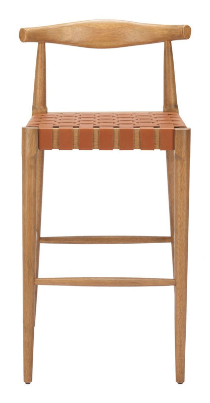 Zuo Modern Bandani Tan Leather Barstool
