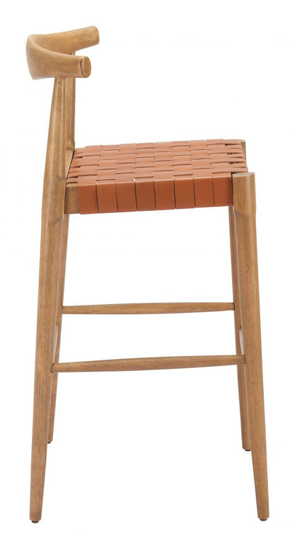 Zuo Modern Bandani Tan Leather Barstool