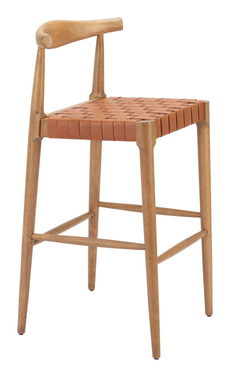 Zuo Modern Bandani Tan Leather Barstool