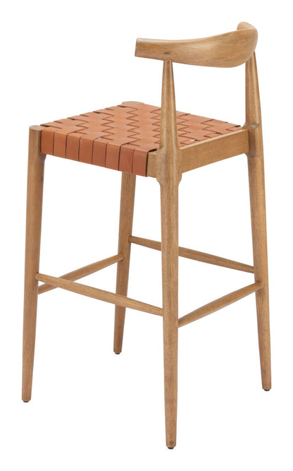 Zuo Modern Bandani Tan Leather Barstool