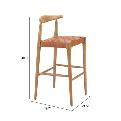 Zuo Modern Bandani Tan Leather Barstool