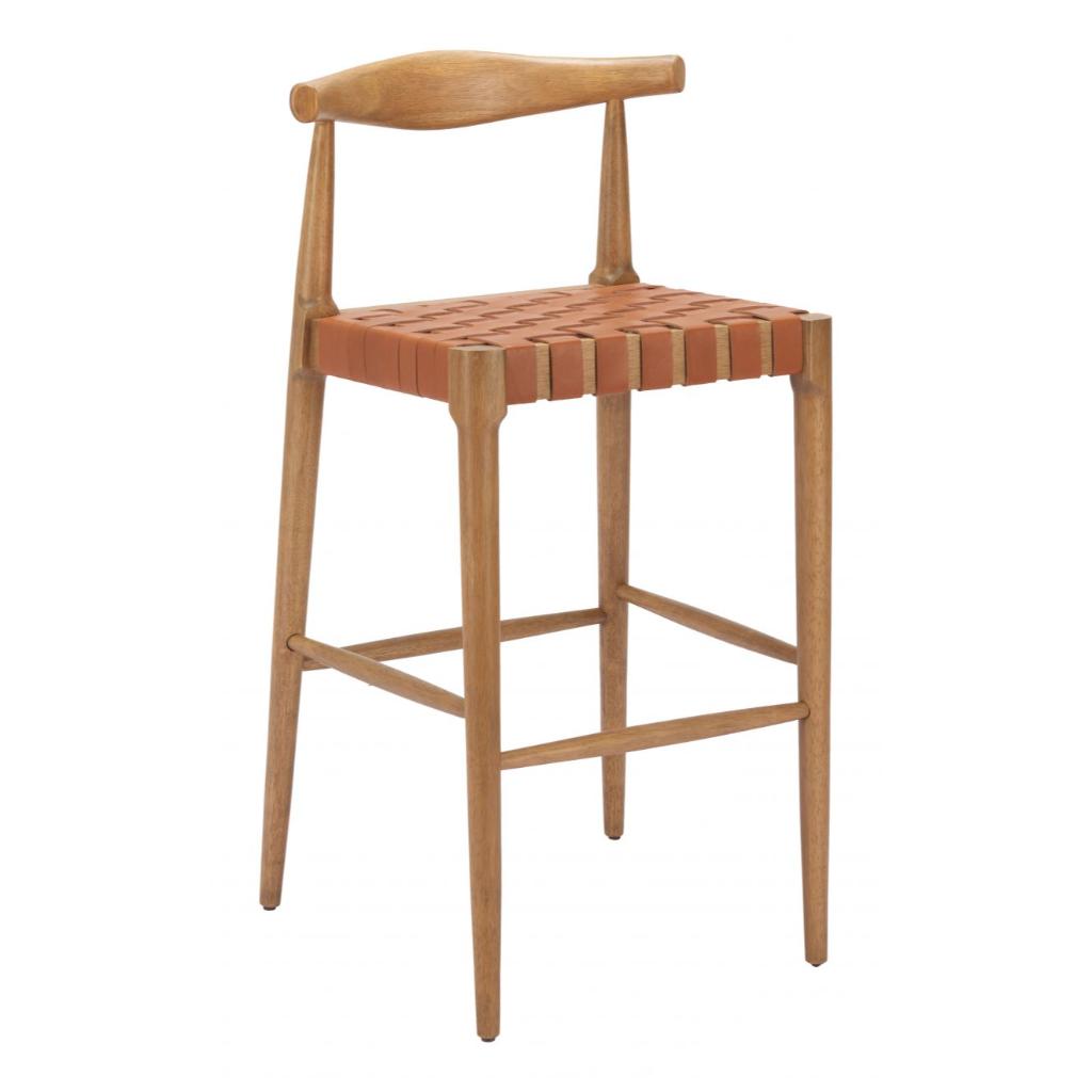 Zuo Modern Bandani Tan Leather Barstool