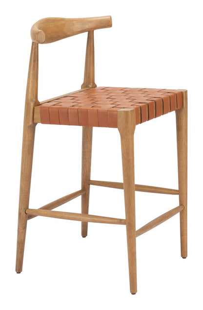 Zuo Modern Bandani Tan Leather Counter Stool