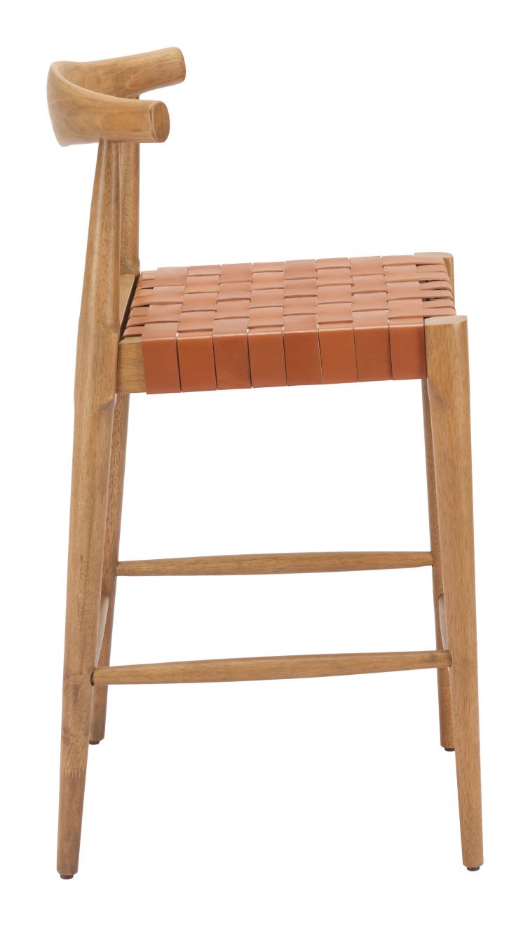 Zuo Modern Bandani Tan Leather Counter Stool