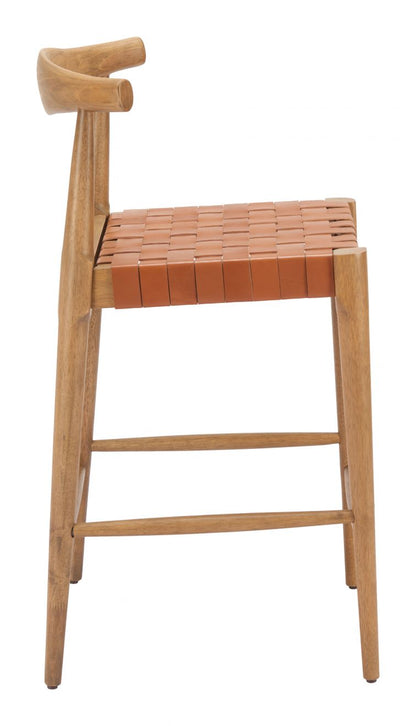 Zuo Modern Bandani Tan Leather Counter Stool