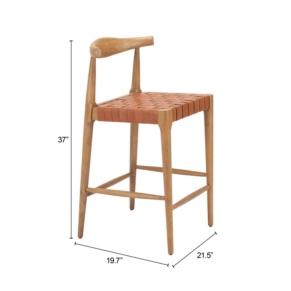 Zuo Modern Bandani Tan Leather Counter Stool