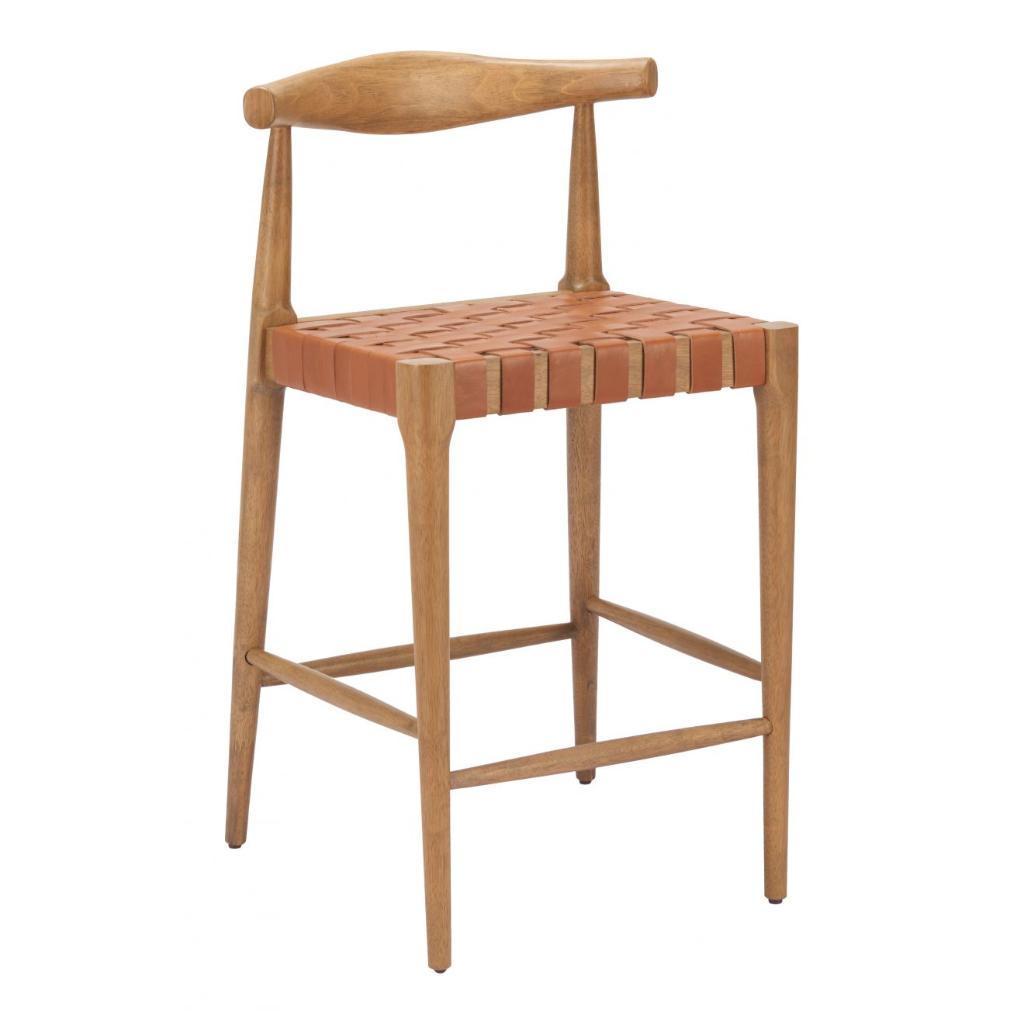 Zuo Modern Bandani Tan Leather Counter Stool