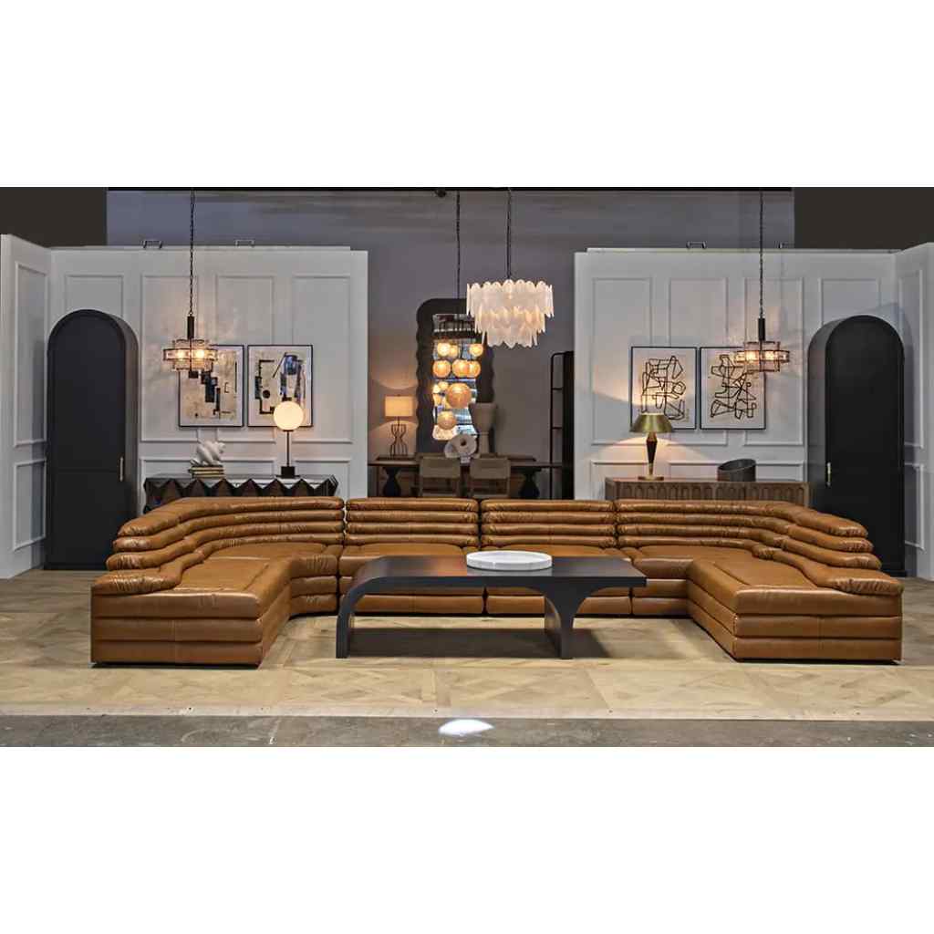 Bandera Tan Leather Sectional Sofa