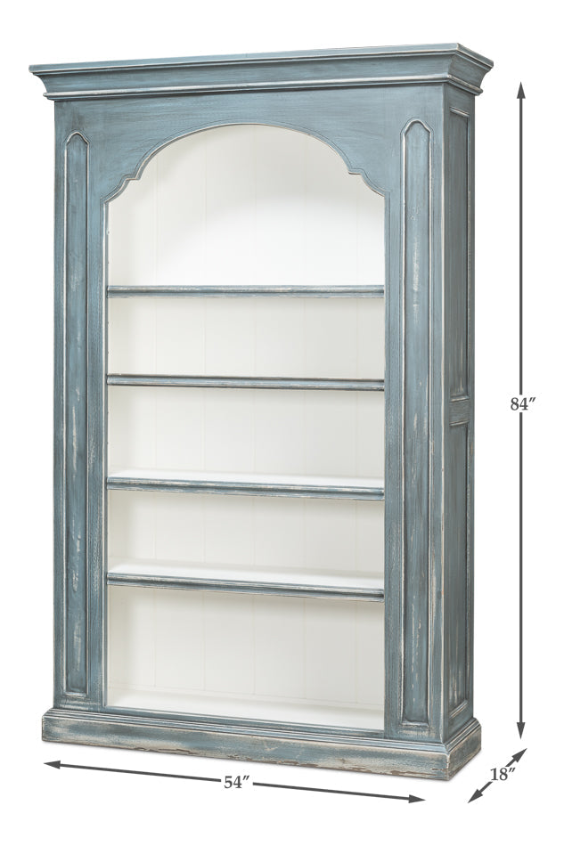 Banner Bungalow Display Bookcase Blue-Bookcases-Sarreid-LOOMLAN