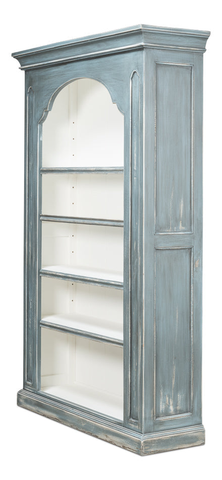 Banner Bungalow Display Bookcase Blue-Bookcases-Sarreid-LOOMLAN