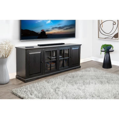 Sunny D Banning Two Doors Black Long Media Cabinet