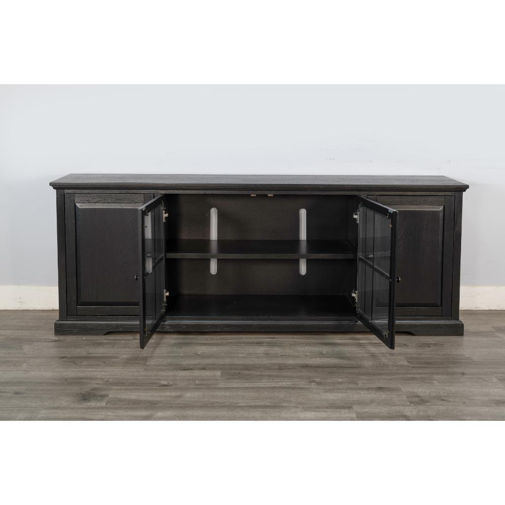 Sunny D Banning Two Doors Black Long Media Cabinet