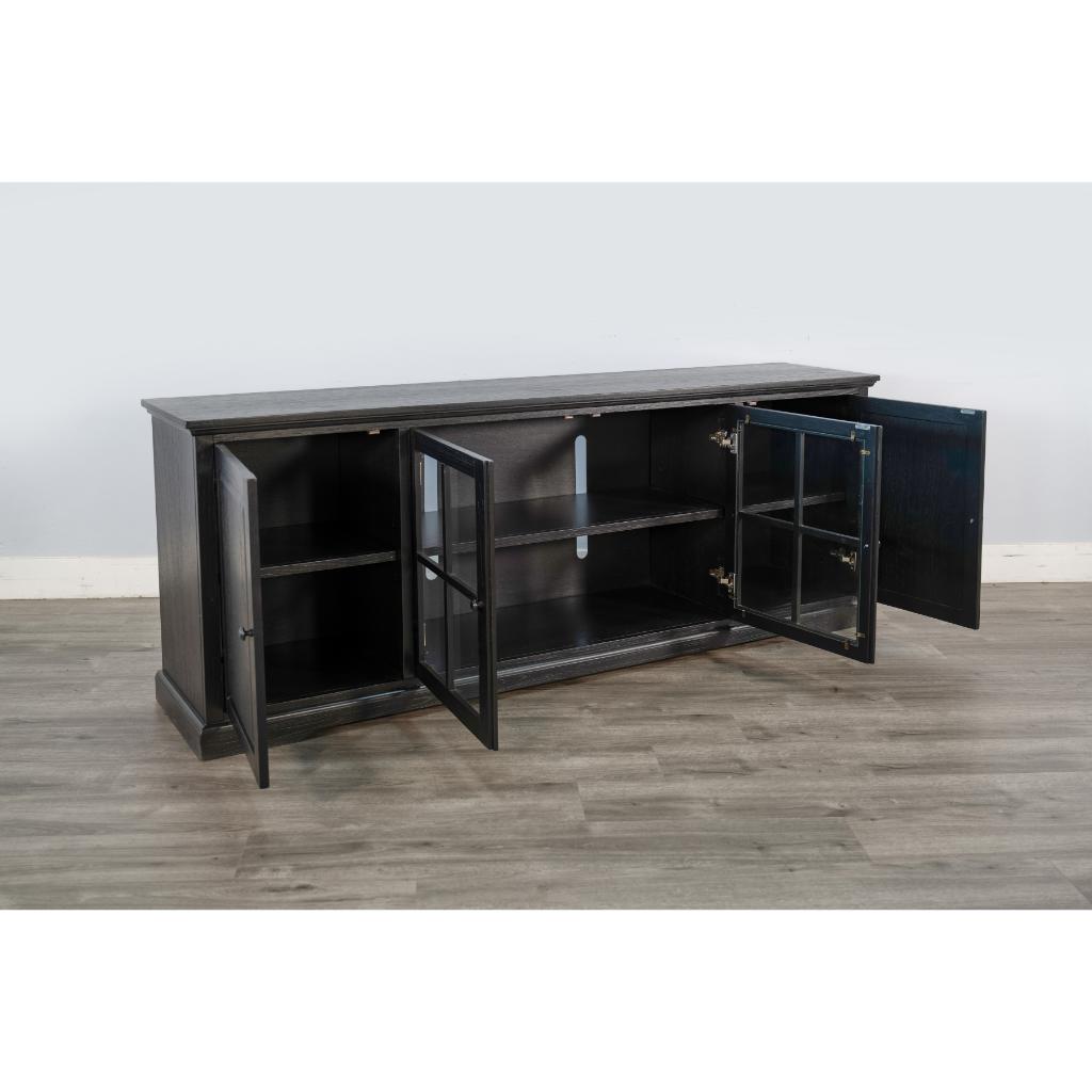 Sunny D Banning Two Doors Black Long Media Cabinet