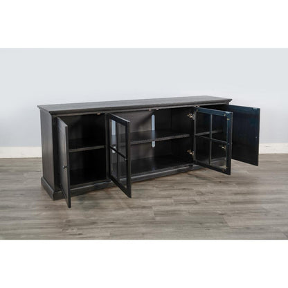 Sunny D Banning Two Doors Black Long Media Cabinet