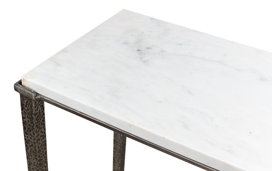 Banswara Console Table White Marble-Console Tables-Sarreid-LOOMLAN