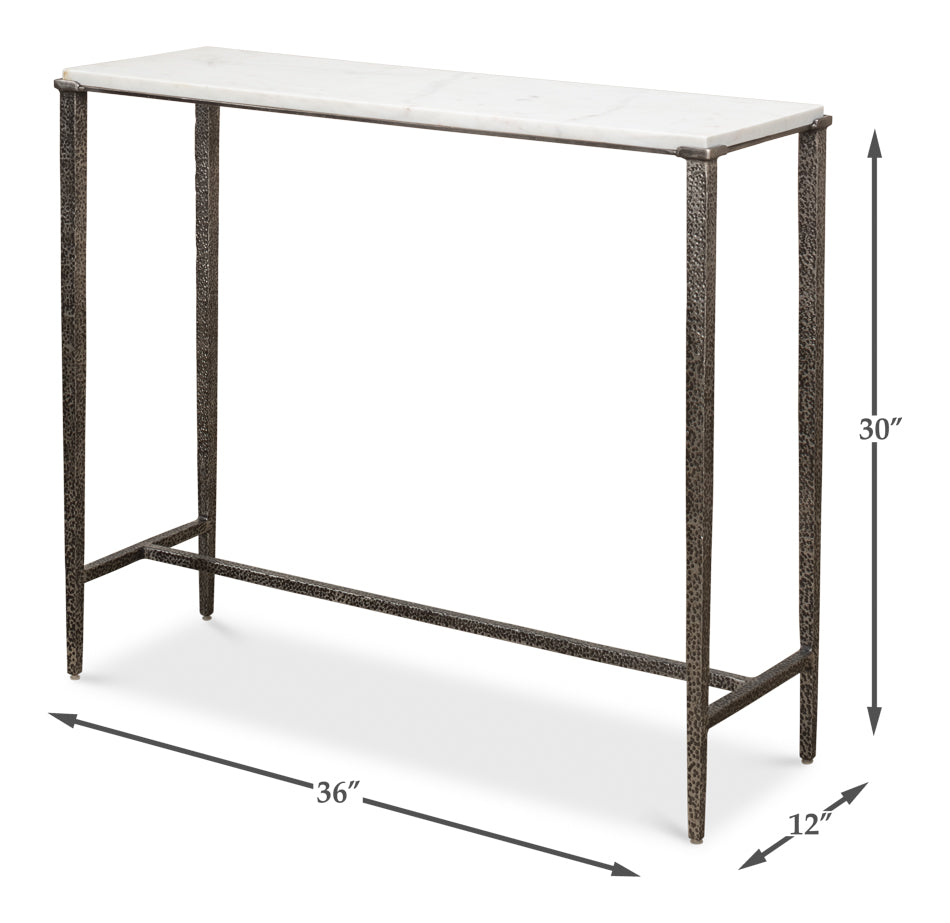 Banswara Console Table White Marble-Console Tables-Sarreid-LOOMLAN