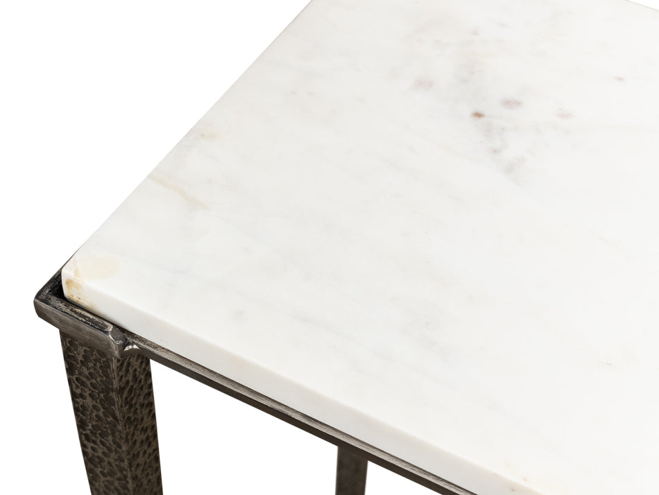 Banswara Console Table White Marble-Console Tables-Sarreid-LOOMLAN