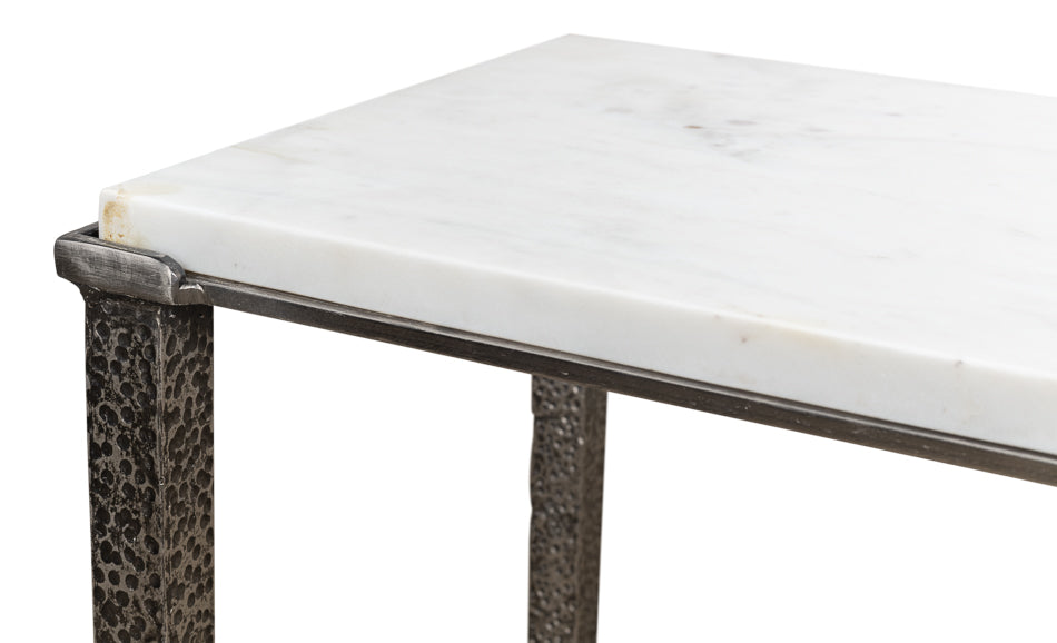 Banswara Console Table White Marble-Console Tables-Sarreid-LOOMLAN