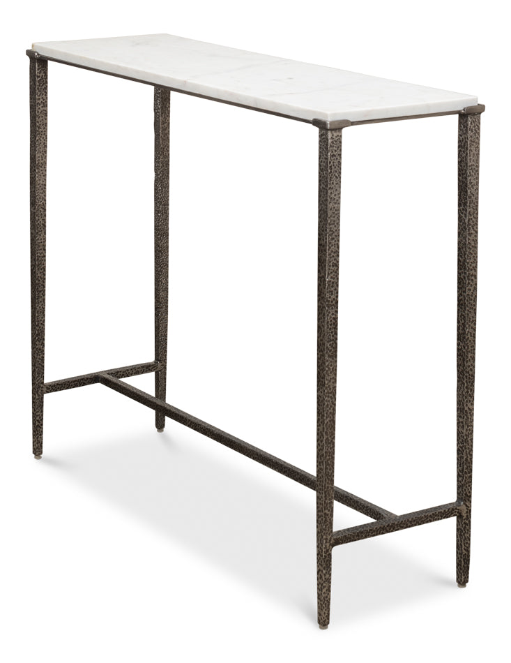 Banswara Console Table White Marble-Console Tables-Sarreid-LOOMLAN