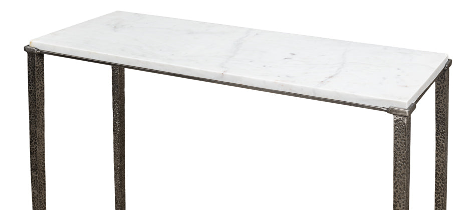 Banswara Console Table White Marble-Console Tables-Sarreid-LOOMLAN