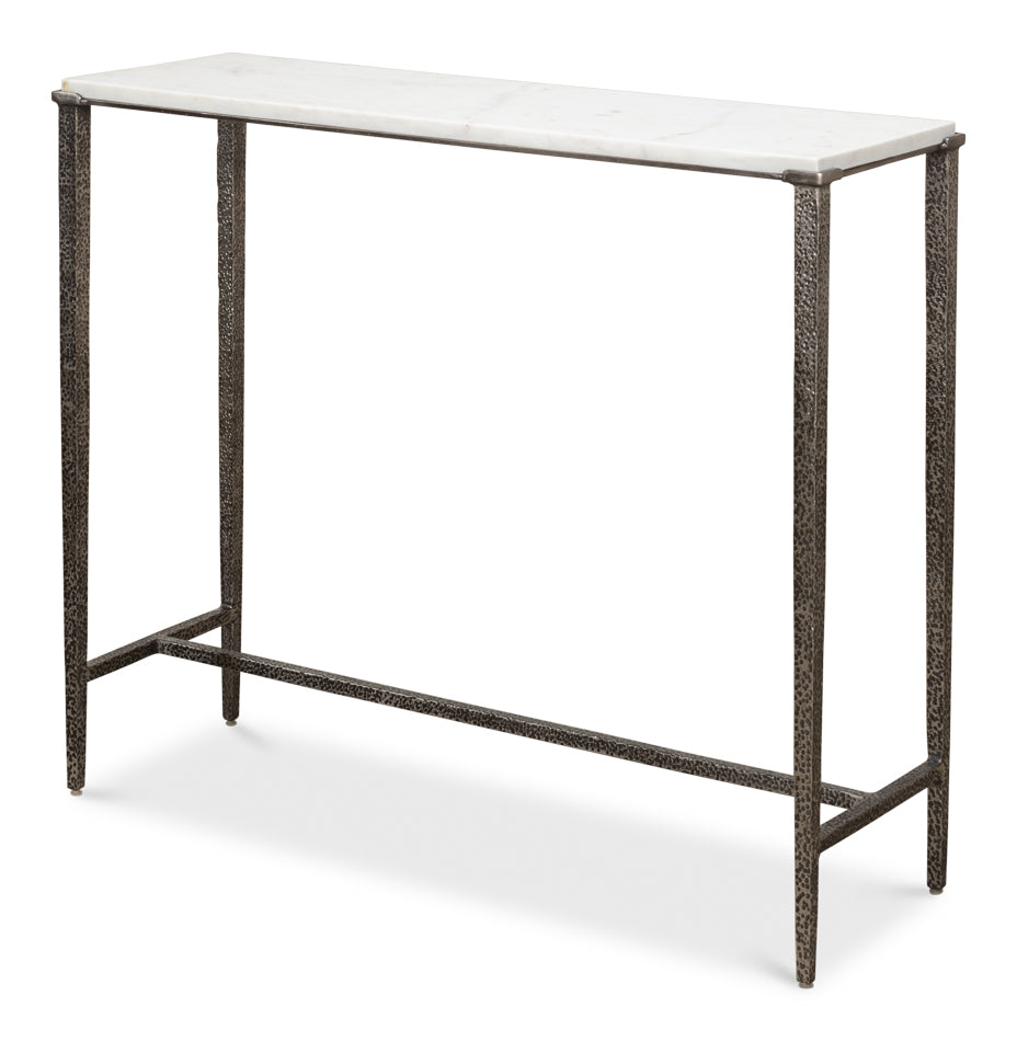 Banswara Console Table White Marble-Console Tables-Sarreid-LOOMLAN