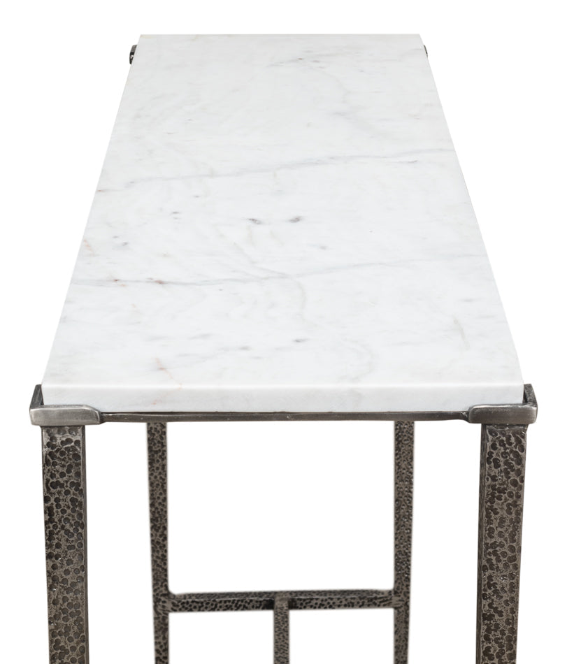 Banswara Console Table White Marble-Console Tables-Sarreid-LOOMLAN