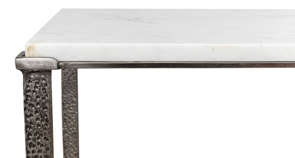 Banswara Console Table White Marble-Console Tables-Sarreid-LOOMLAN