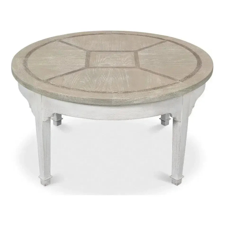 Barbera Vineyards Round Coffee Table Two Tone Wood - LOOMLAN - Sarreid - Coffee Tables