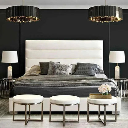 Diamond Sofa Bardot Channel Tufted White Leather Queen Bed
