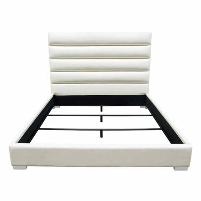 Diamond Sofa Bardot Channel Tufted White Leather Queen Bed