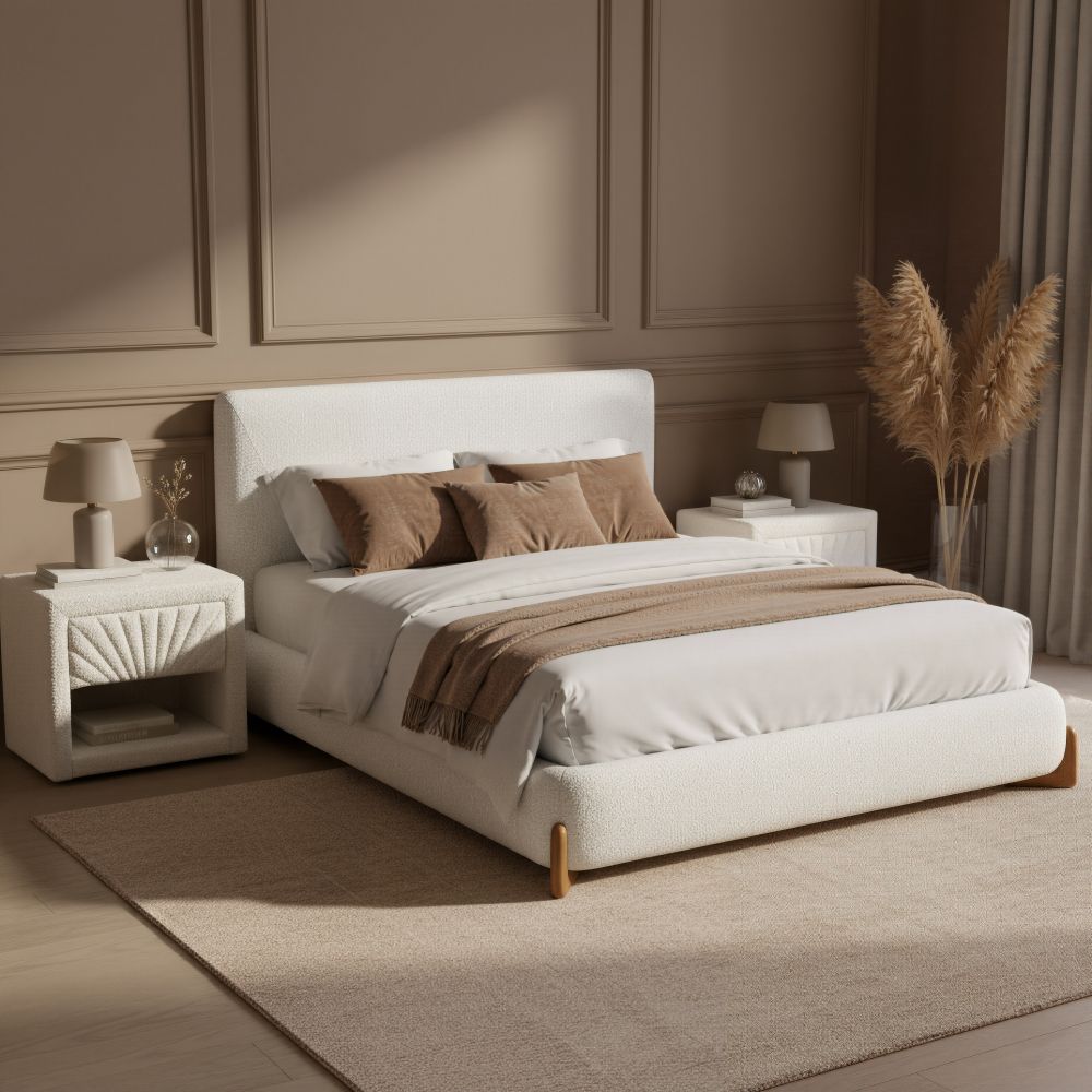 Zuo Modern Baris Ivory Textured Fabric Bed