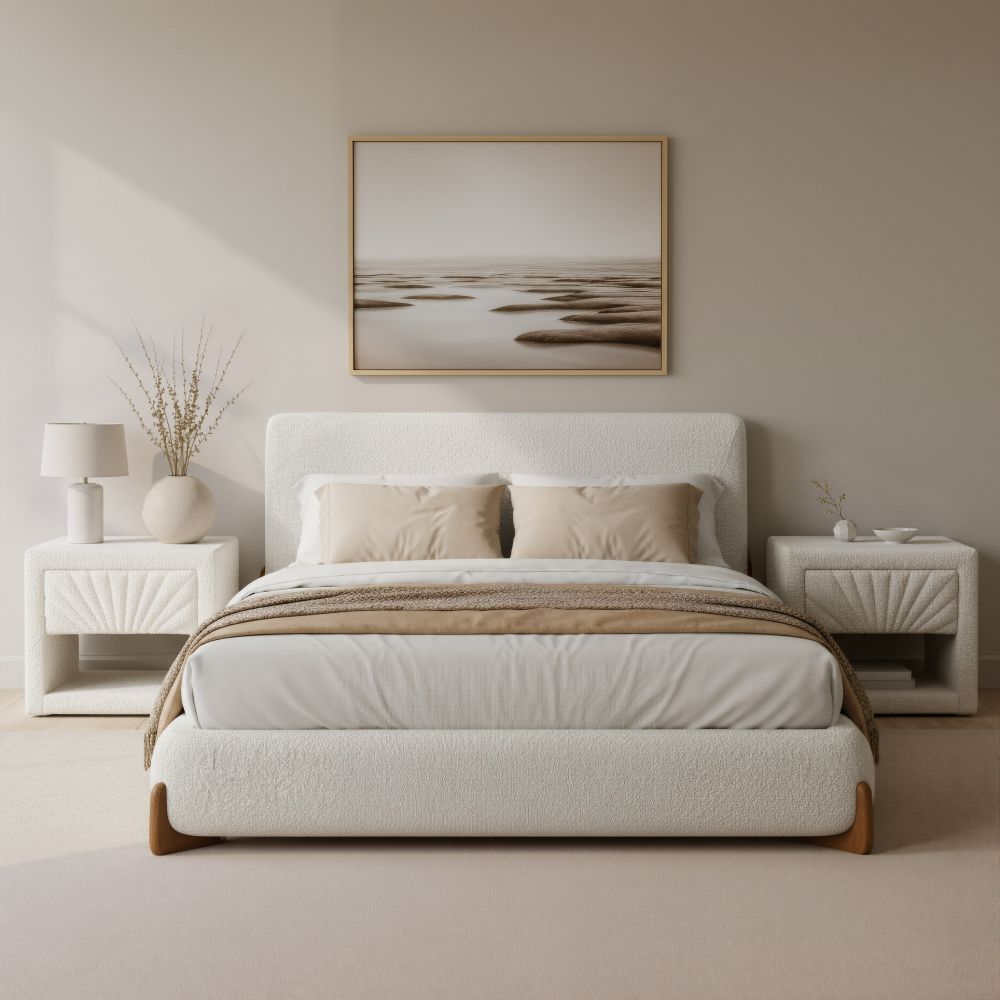 Zuo Modern Baris Ivory Textured Fabric Bed