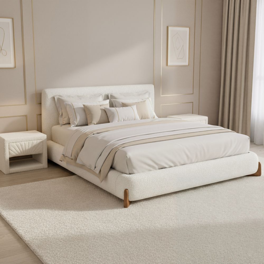 Zuo Modern Baris Ivory Textured Fabric Bed