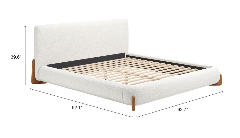 Zuo Modern Baris Ivory Textured Fabric Bed