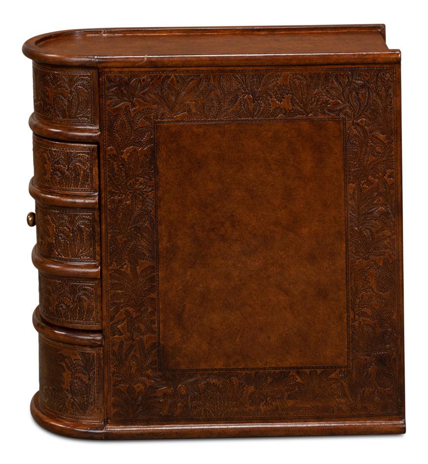 Barnes Leather Book Side Table-Side Tables-Sarreid-LOOMLAN