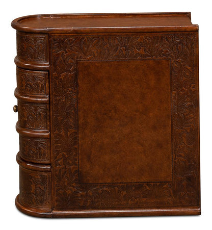 Barnes Leather Book Side Table-Side Tables-Sarreid-LOOMLAN