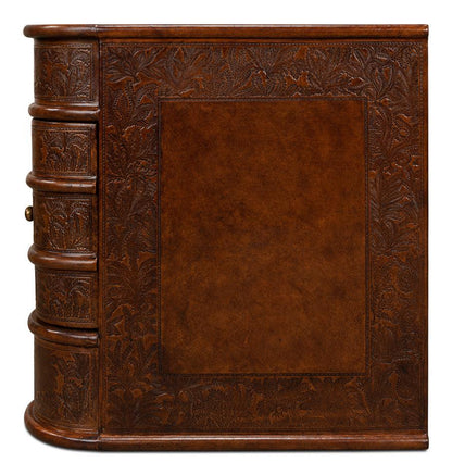 Barnes Leather Book Side Table-Side Tables-Sarreid-LOOMLAN