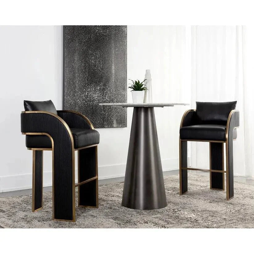 SUNPAN Baz Napa Black Leather Barstool