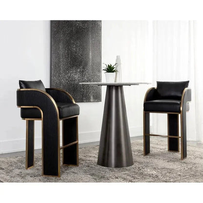 SUNPAN Baz Napa Black Leather Barstool