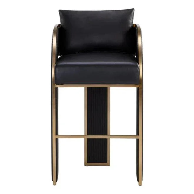 SUNPAN Baz Napa Black Leather Barstool