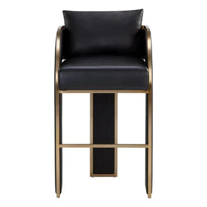 SUNPAN Baz Napa Black Leather Barstool