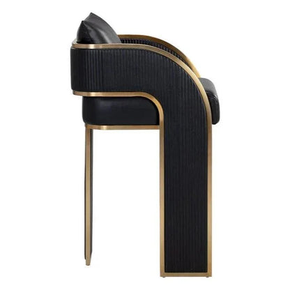 SUNPAN Baz Napa Black Leather Barstool