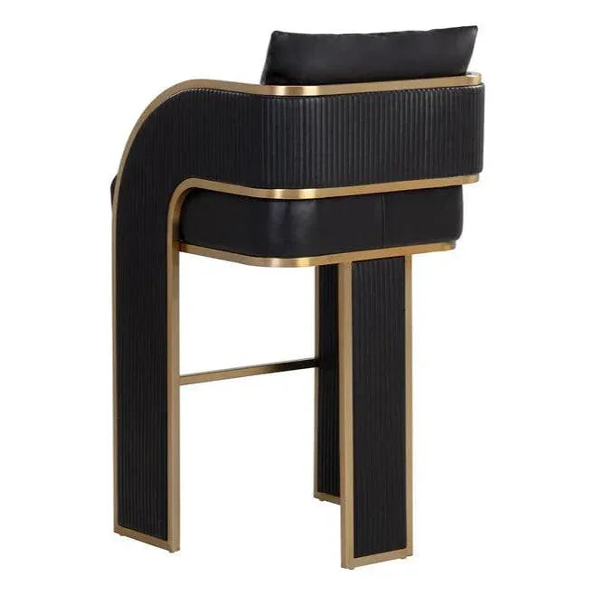 SUNPAN Baz Napa Black Leather Barstool
