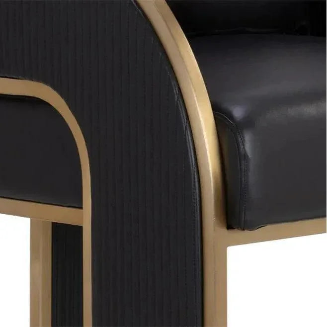 SUNPAN Baz Napa Black Leather Barstool