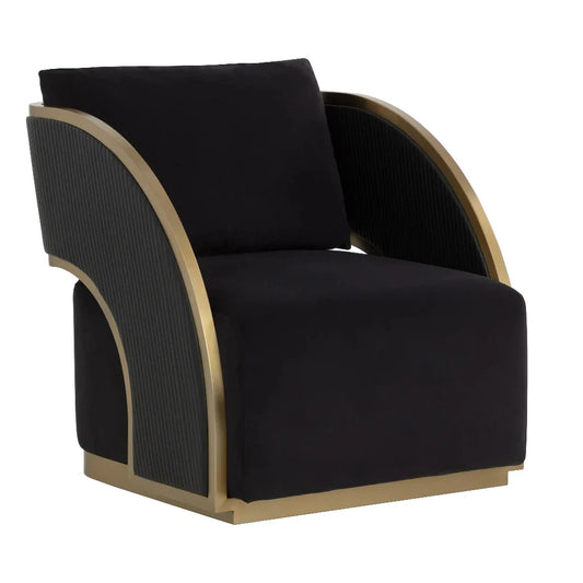 Baz Polyester Upholstered Swivel Lounge Chair