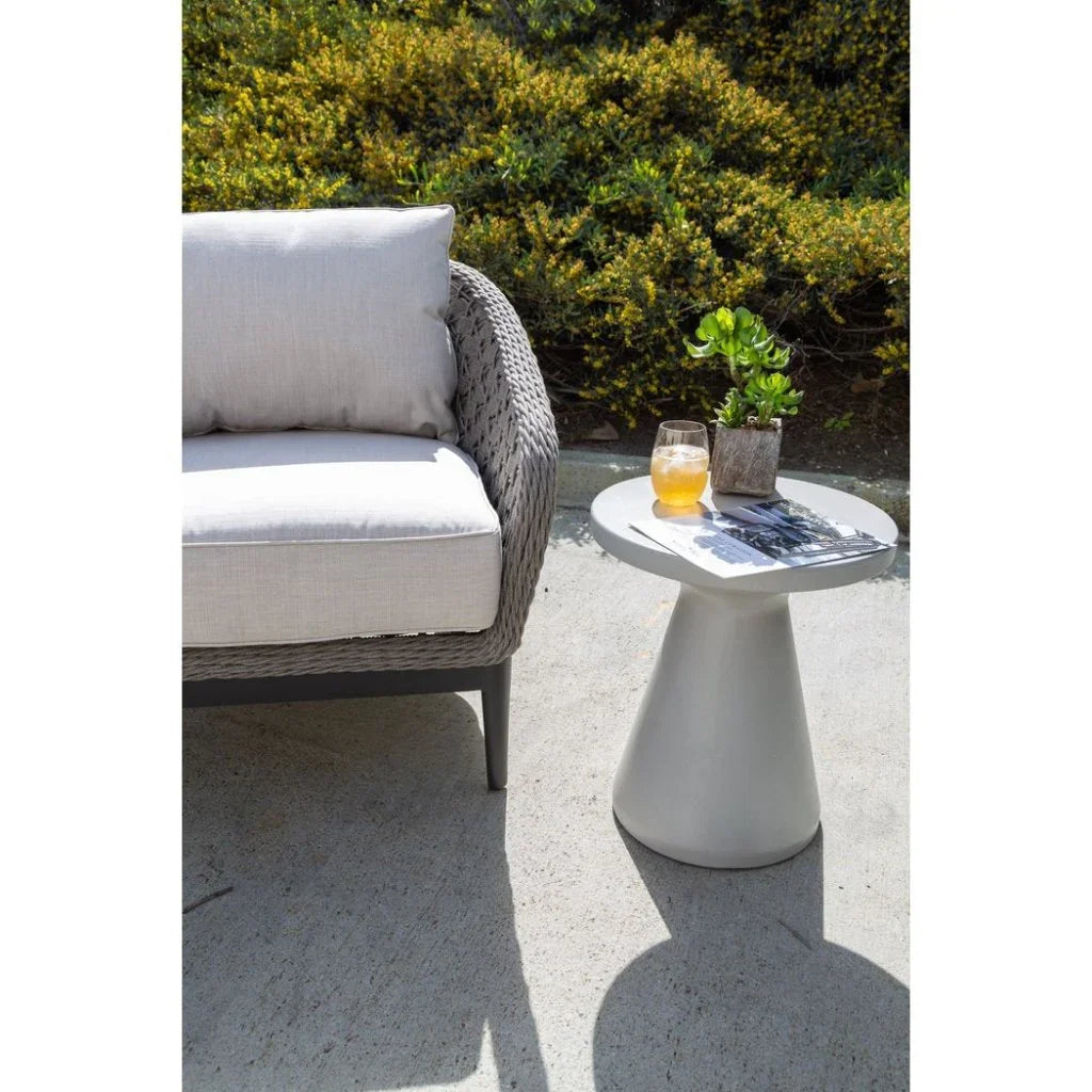 Bazaar Bone Finish Round Outdoor End Table -- view 5