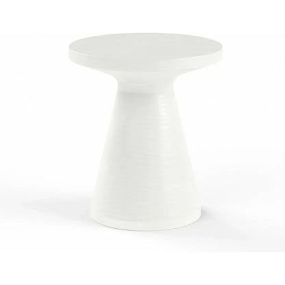 Bazaar Bone Finish Round Outdoor End Table