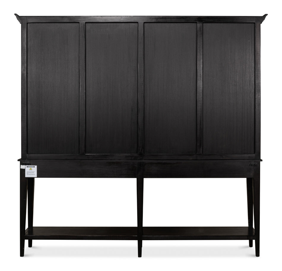 Beacon Hill Display Case Ebony Slim Cabinet With Glass Doors-Buffets & Curios-Sarreid-LOOMLAN