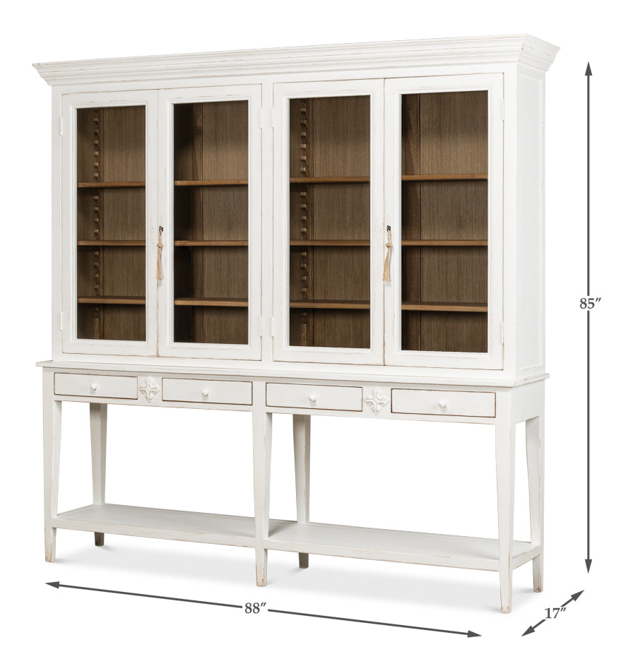 Beacon Hill Display Case White Slim Cabinet With Glass Doors-Buffets & Curios-Sarreid-LOOMLAN