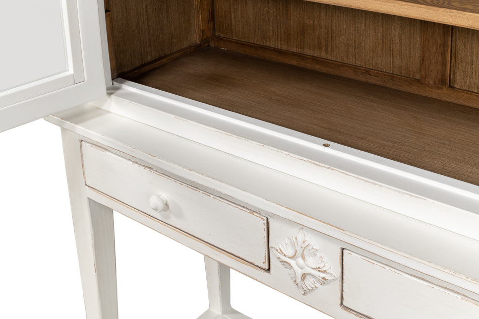 Beacon Hill Display Case White Slim Cabinet With Glass Doors-Buffets & Curios-Sarreid-LOOMLAN